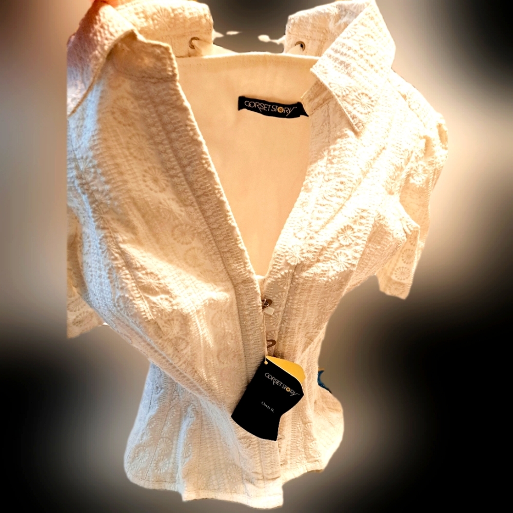 Corset Story *NWT* White Cotton Short Sleeve, Size 26, 4 inch waist reduction